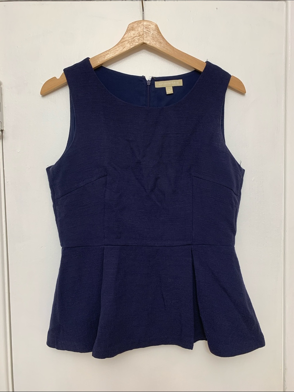 Banana Republic Sleeveless Navy Peplum Top